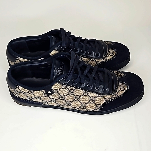 Authentic GUCCI Monogram Supreme Sneakers Men's size 10.5 Sneakers - Picture 3 of 16